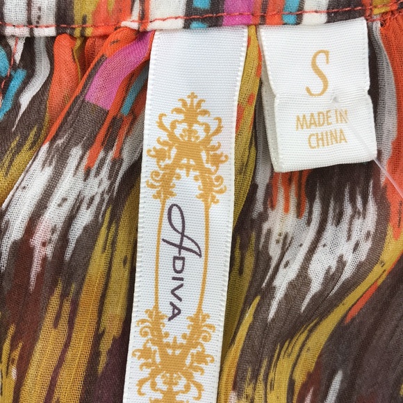 NEW Adiva Boho Sleeveless Top Orange Multicolor Size Small Artsy Bohemian - Picture 11 of 14